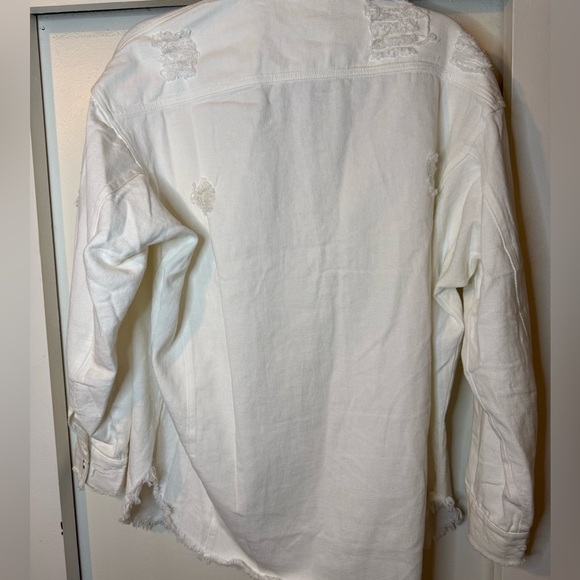Heyday White Distressed Button-Up Jean Jacket | Oversized | NWOT - Picture 9 of 10